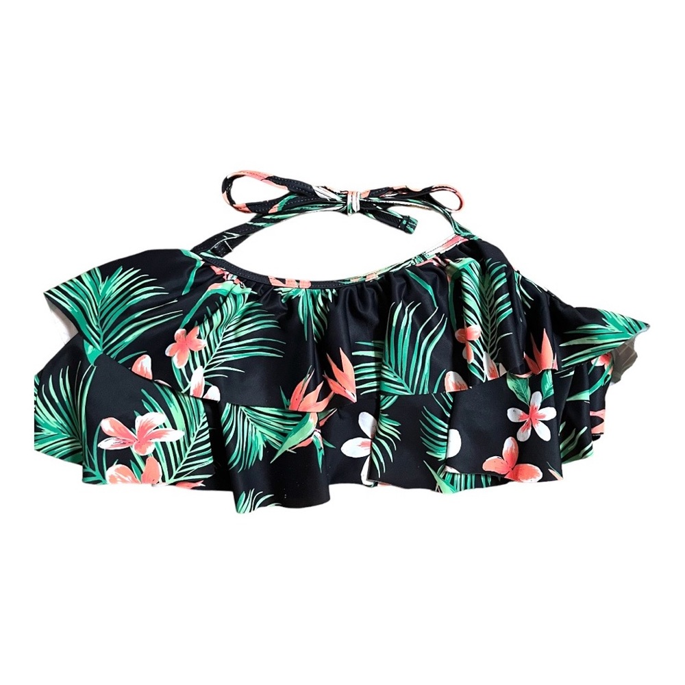 Cute Tropical Flowing Ruffle Swim Suite Top 34 - 36